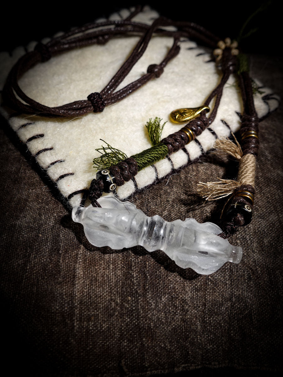 Protection Balance Necklace | Clear Quartz Four-Pronged Vajra