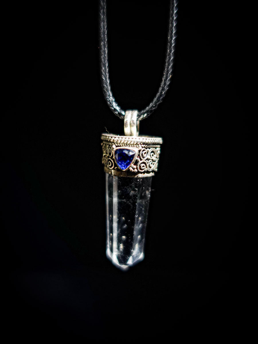 Amplify Wisdom Clarity Necklace | Clear Quartz & Sapphire Sterling Silver