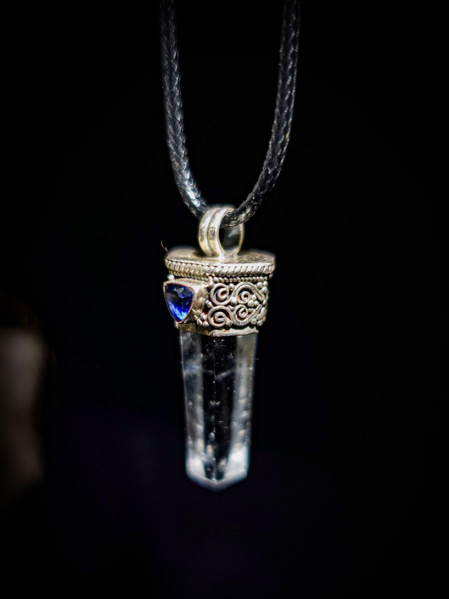Amplify Wisdom Clarity Necklace | Clear Quartz & Sapphire Sterling Silver