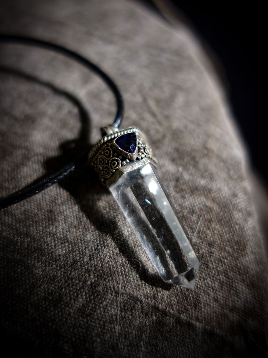 Amplify Wisdom Clarity Necklace | Clear Quartz & Sapphire Sterling Silver
