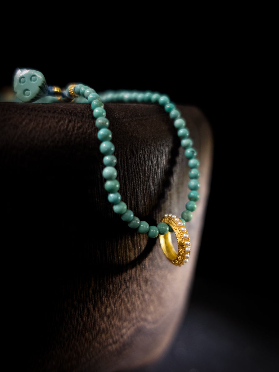 Healing through Stillness Turquoise Gold Necklace
