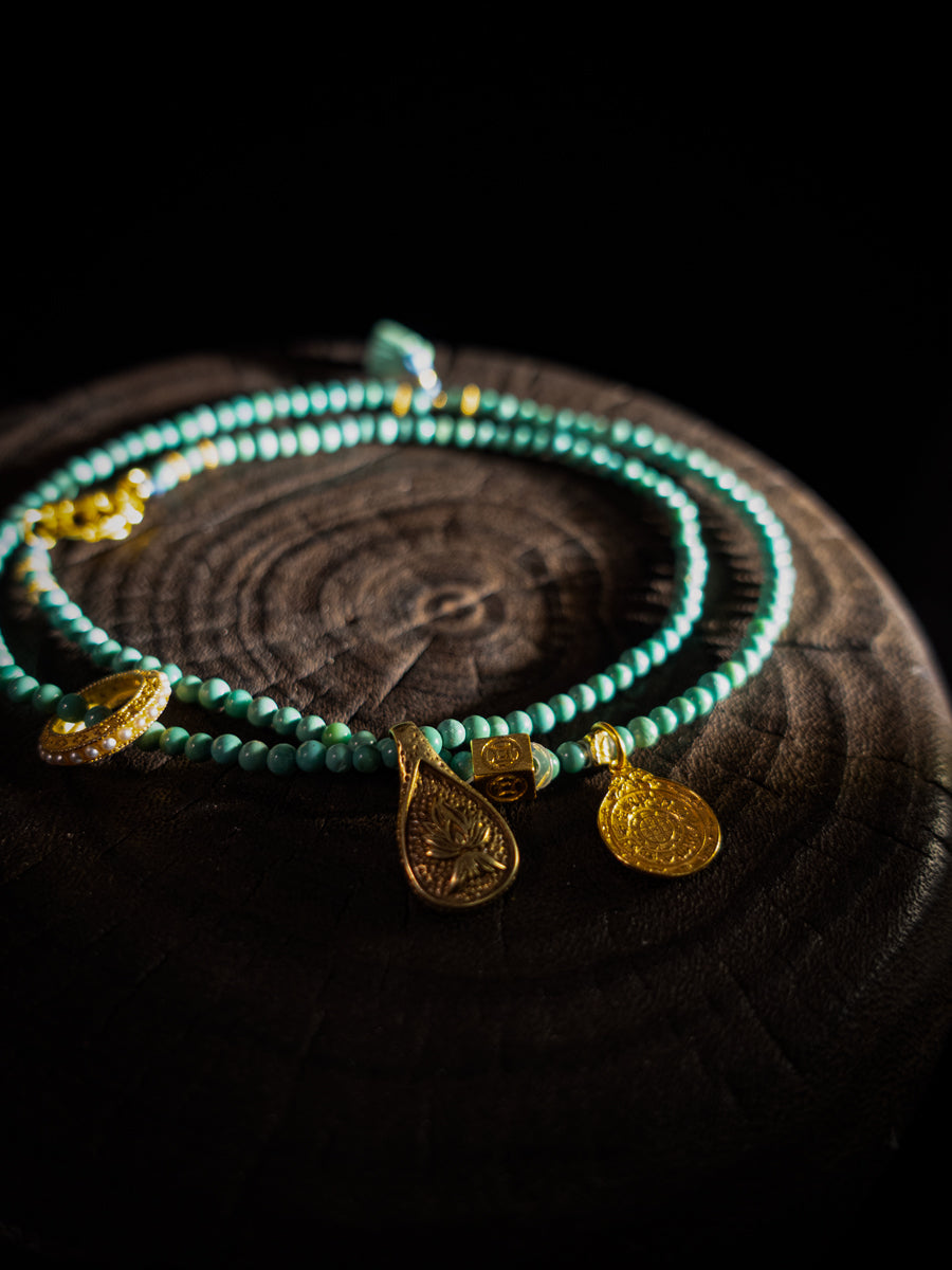Healing through Stillness Turquoise Gold Necklace