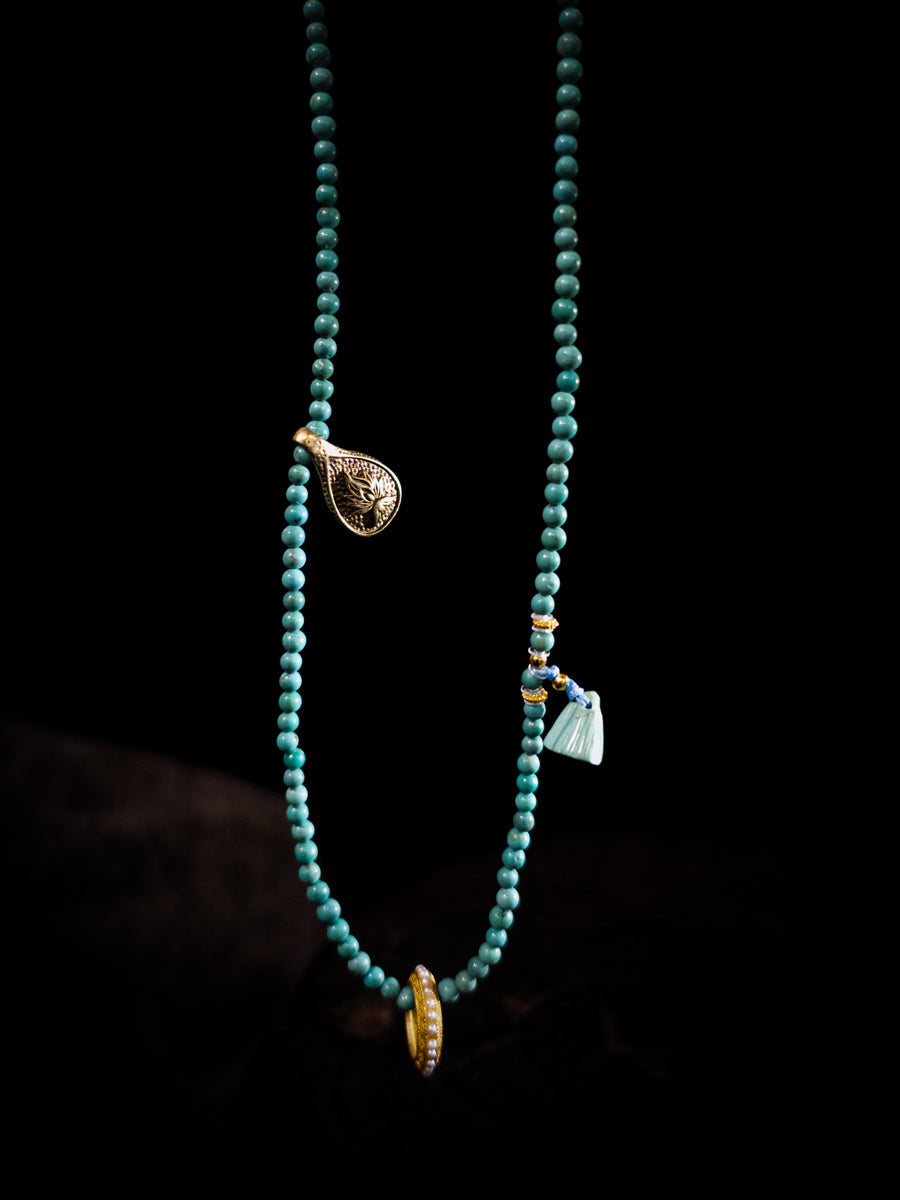 Healing through Stillness Turquoise Gold Necklace