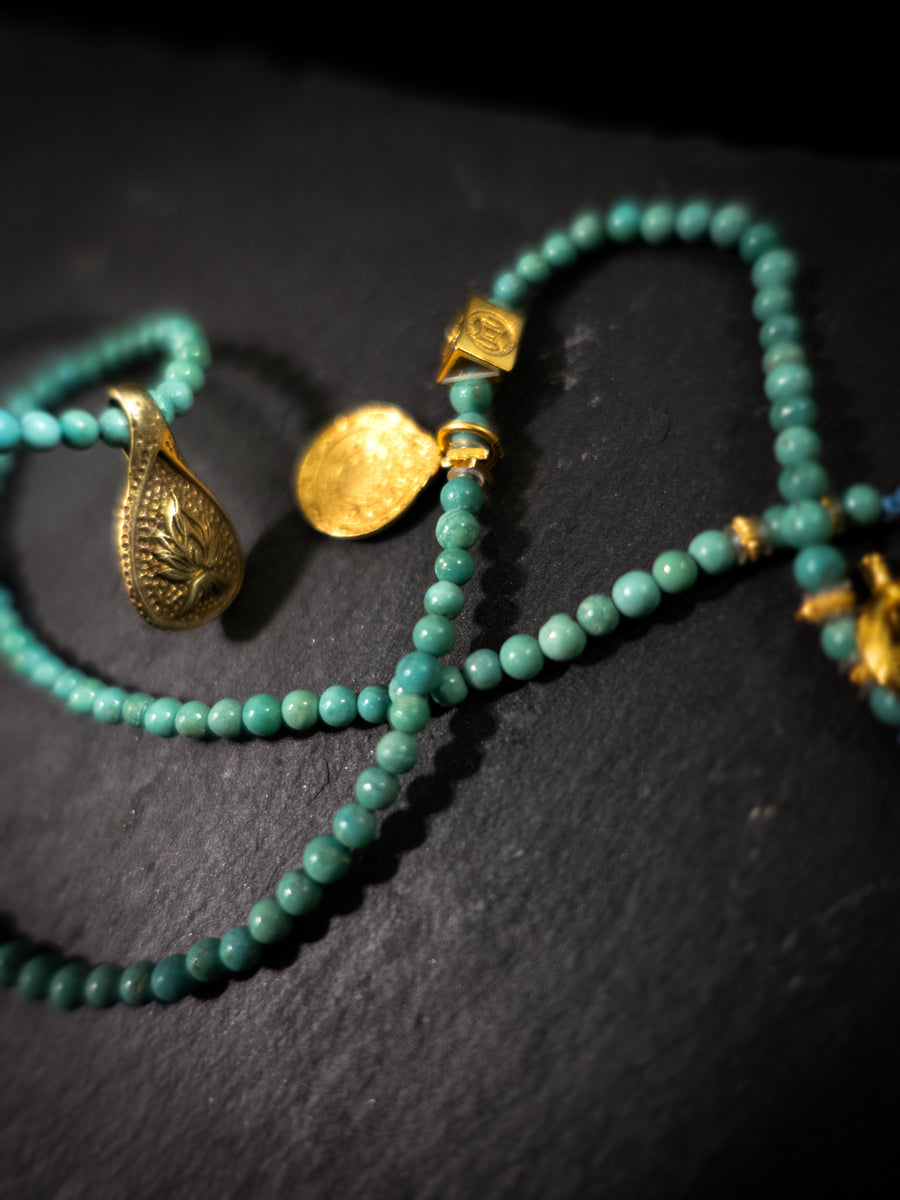 Healing through Stillness Turquoise Gold Necklace