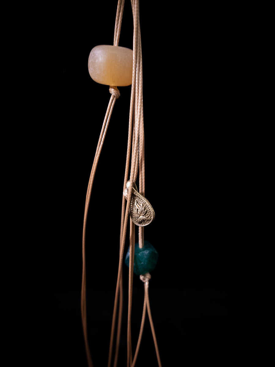 Thokcha Bronze Pendant with Gemstone Cord