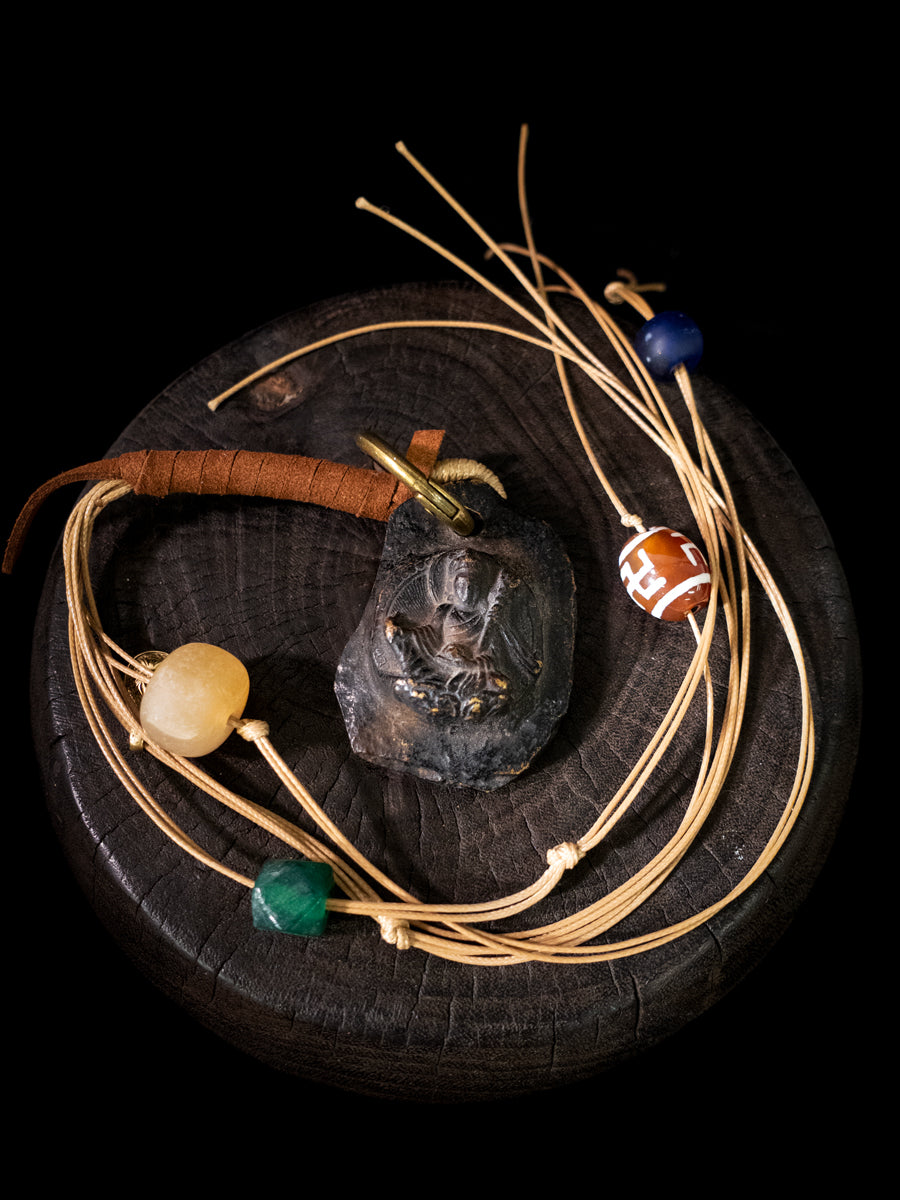 Thokcha Bronze Pendant with Gemstone Cord