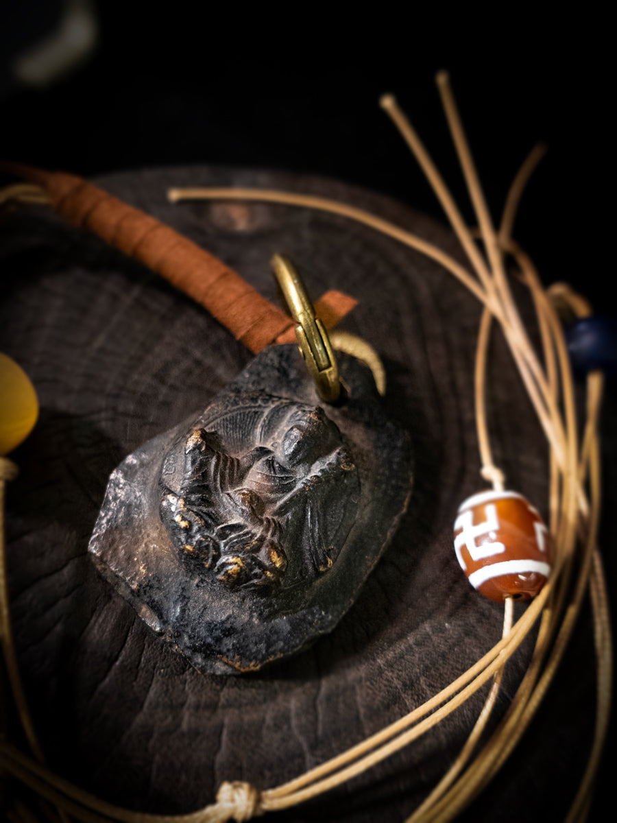 Thokcha Bronze Pendant with Gemstone Cord