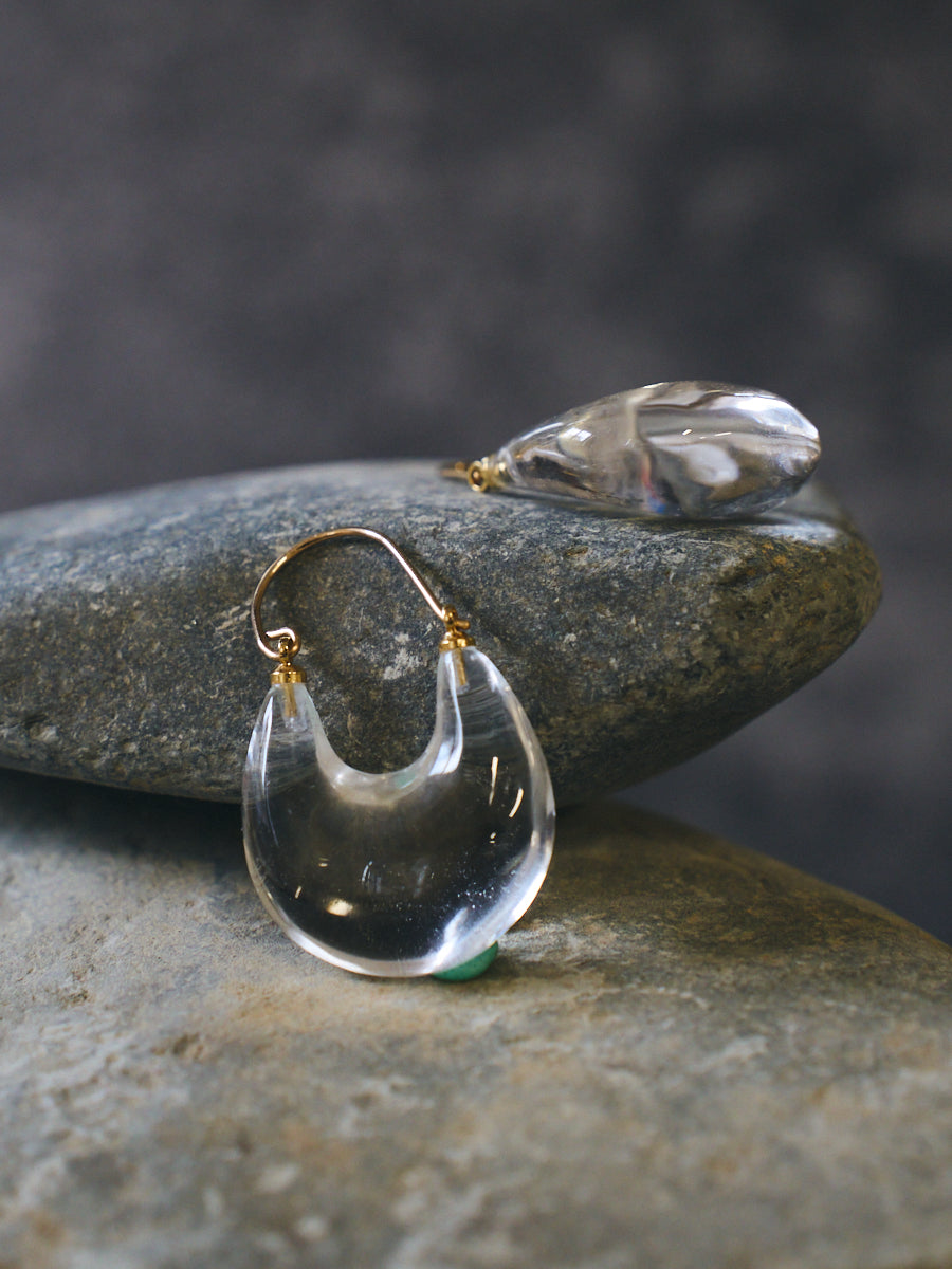 Clear Quartz Disc Drop Sterling Silver Earrings