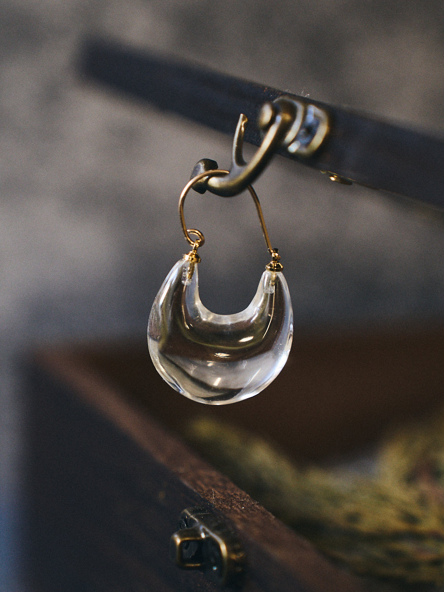 Clear Quartz Disc Drop Sterling Silver Earrings