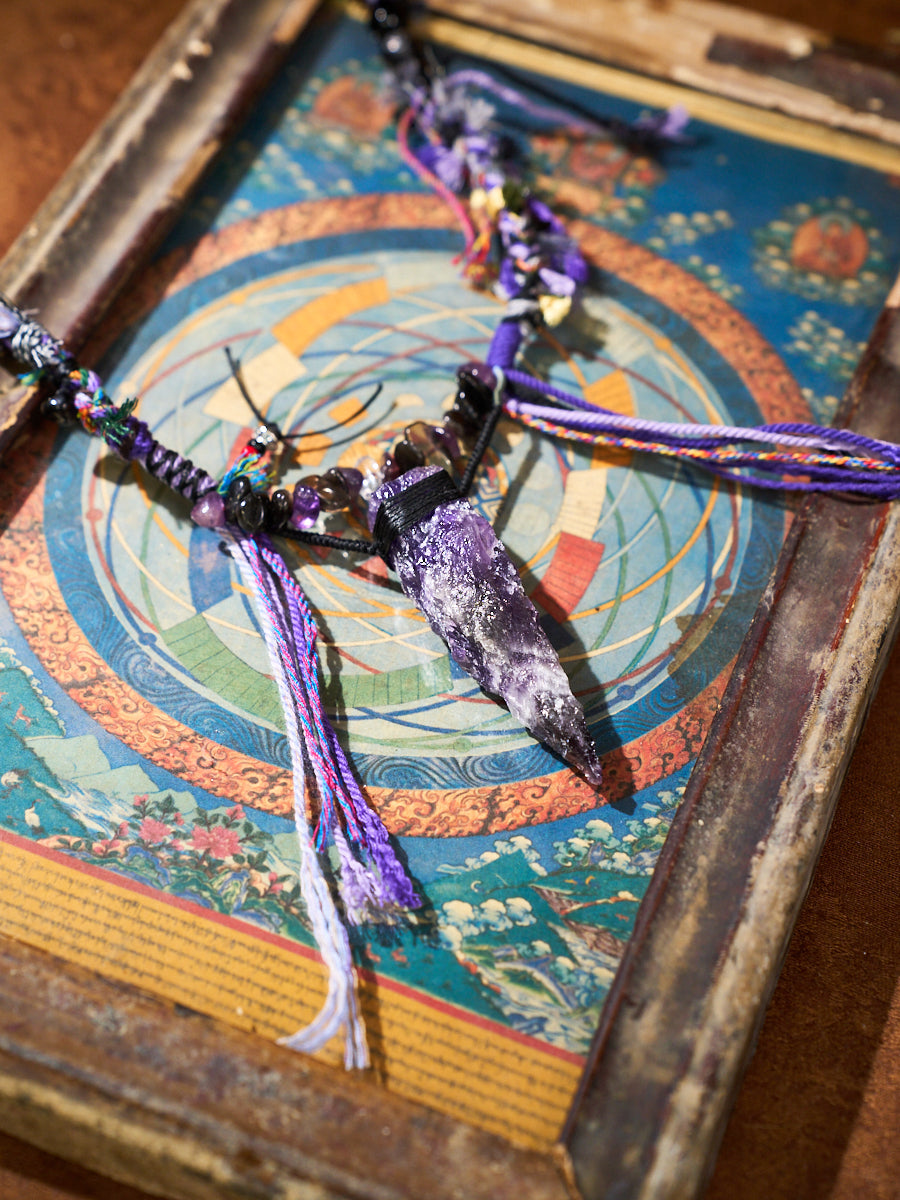 Wisdom Energy · Night Veil Amulet · Tibetan Amethyst Necklace