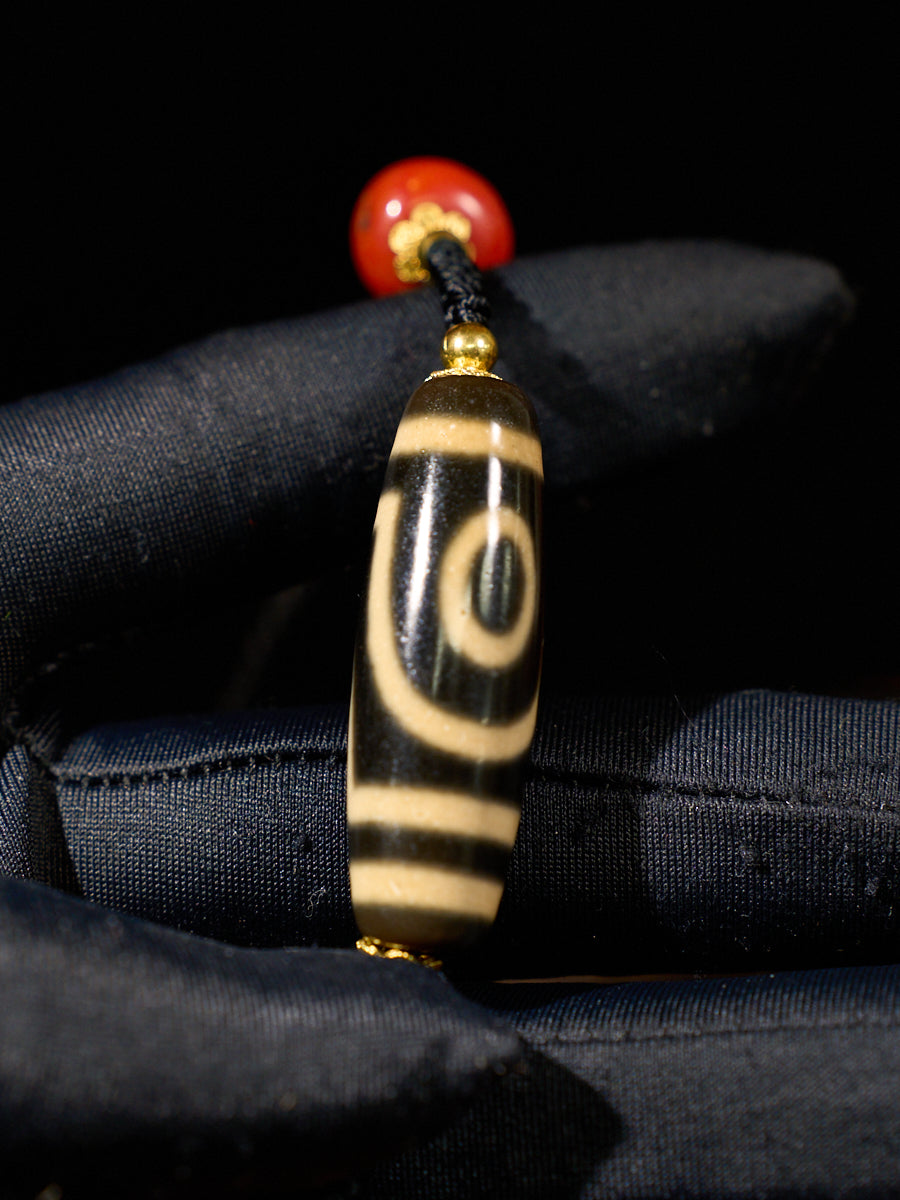 Ancient Clearing · Two-Eyed Dzi & Coral Necklace