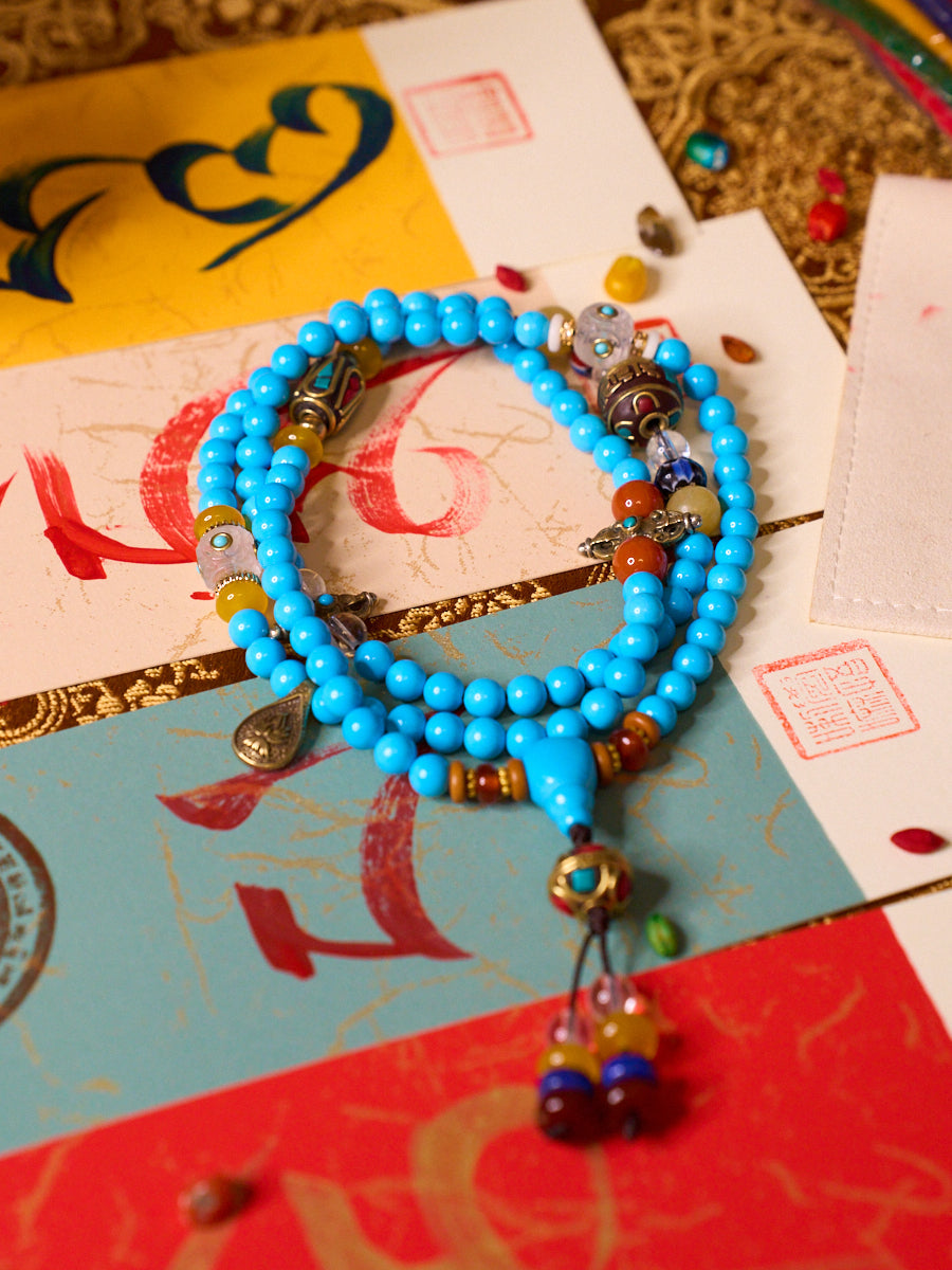 108 Bead Turquoise Agate Mala Necklace