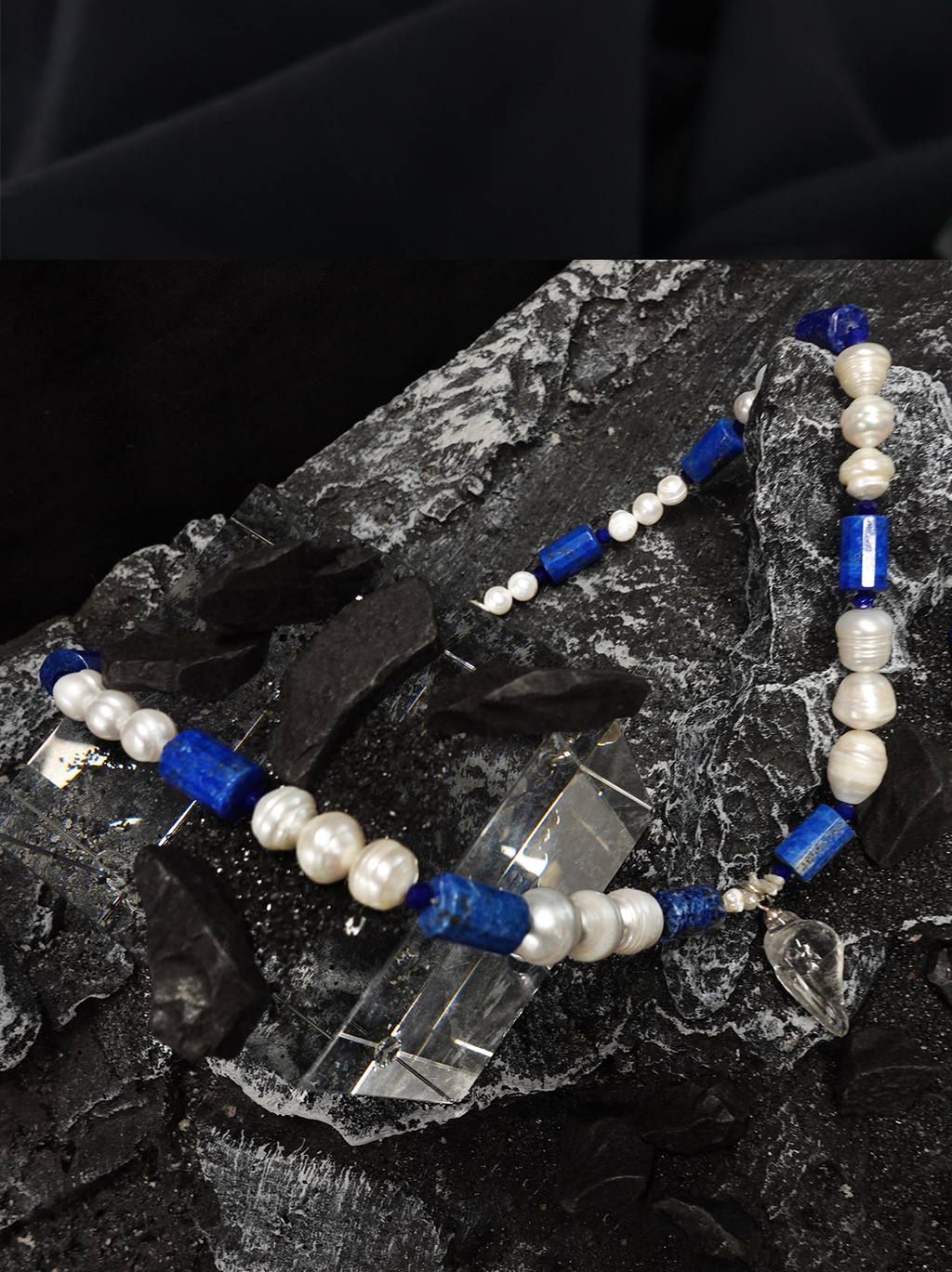 Sacred Lake Buddhist Chanting Lapis Lazuli Pearl Necklace