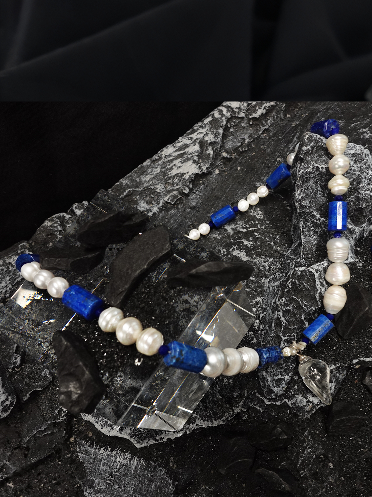 Sacred Lake Buddhist Chanting Lapis Lazuli Pearl Necklace