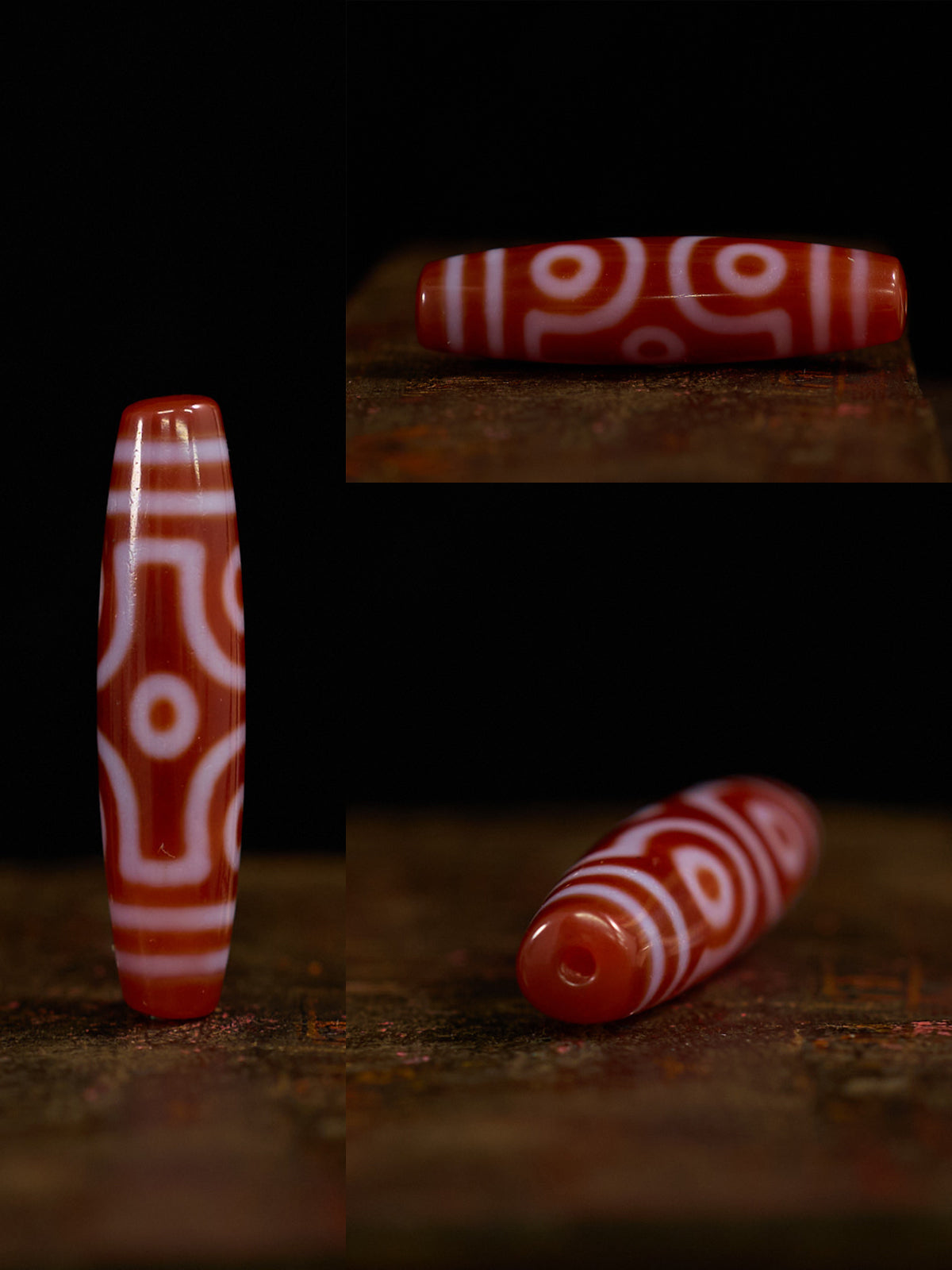 Sacred Flame Red Agate Dzi Bead