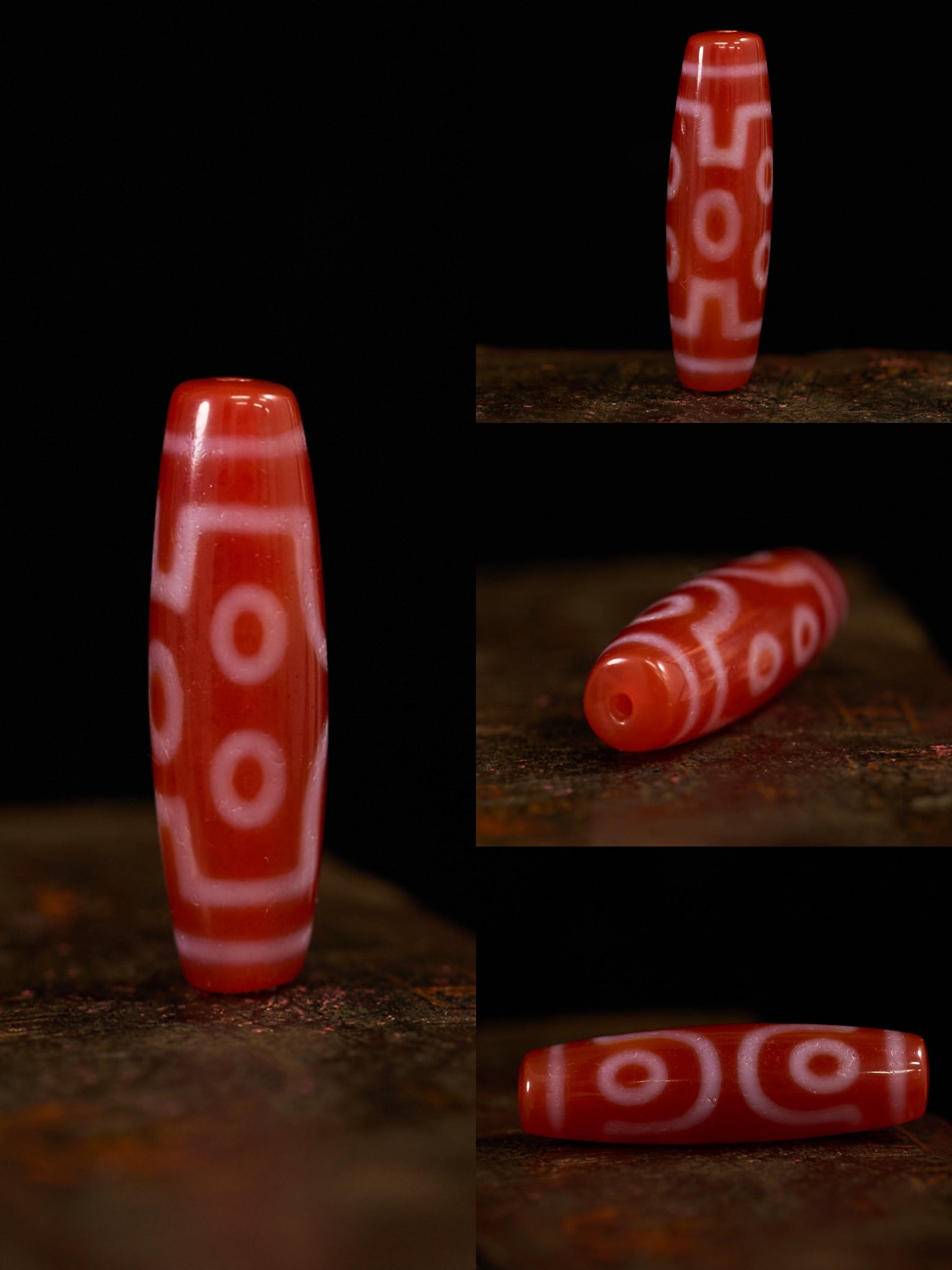 Sacred Flame Red Agate Dzi Bead