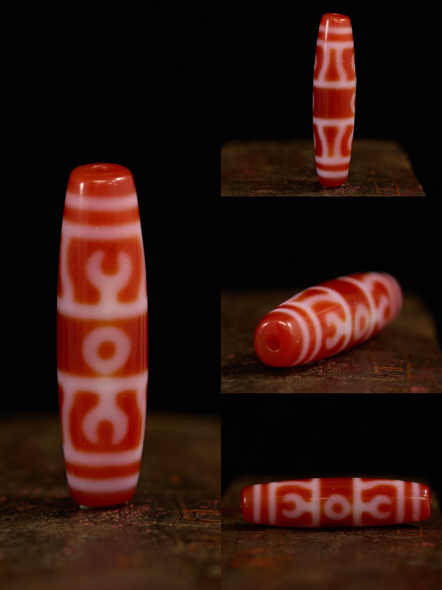 Sacred Flame Red Agate Dzi Bead