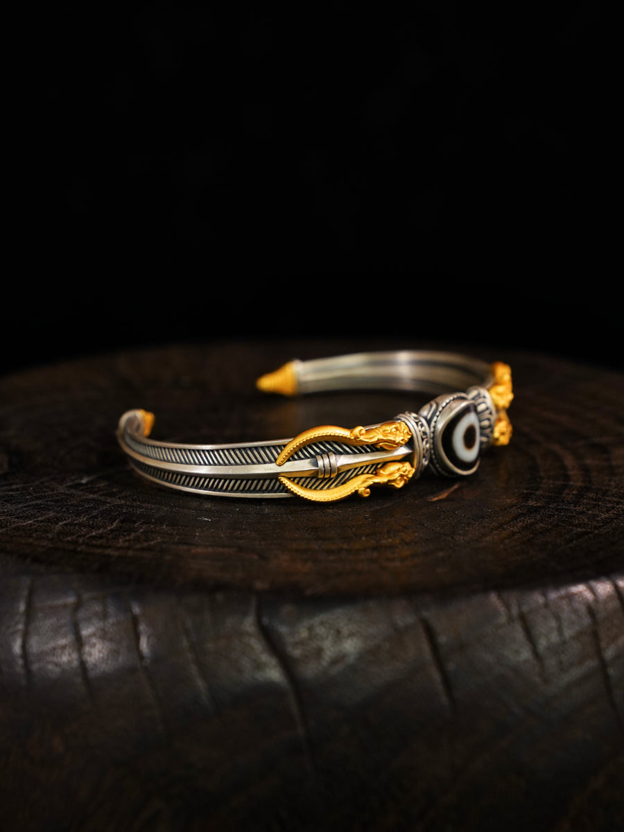 Unyielding Power Vajra Pure Silver Bracelet