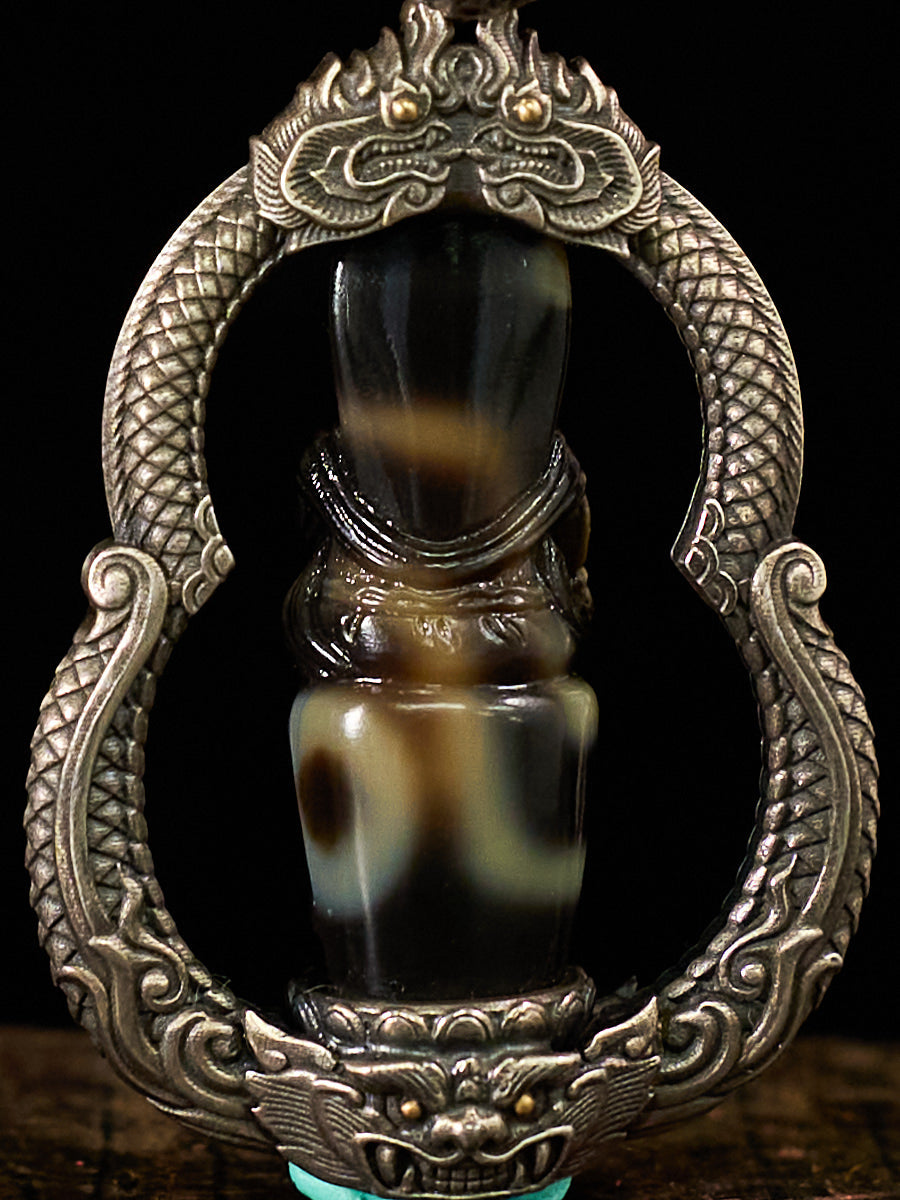 Prosperity Radiance Yellow Jambhala Agate Silver Necklace