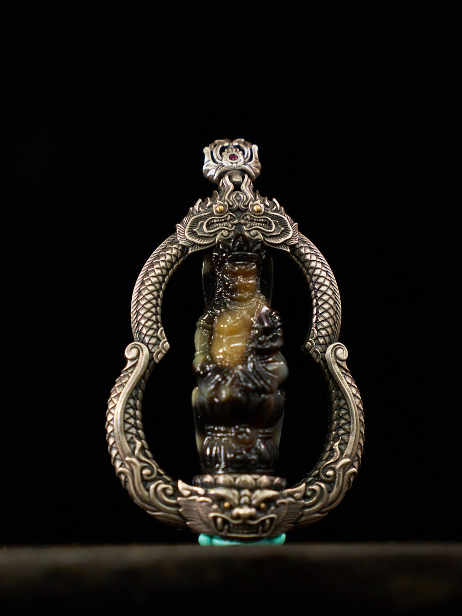 Prosperity Radiance Yellow Jambhala Agate Silver Necklace