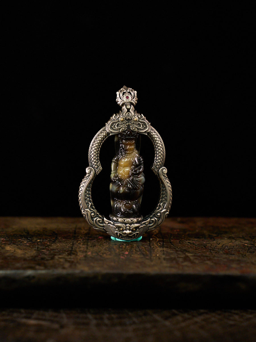 Prosperity Radiance Yellow Jambhala Agate Silver Necklace