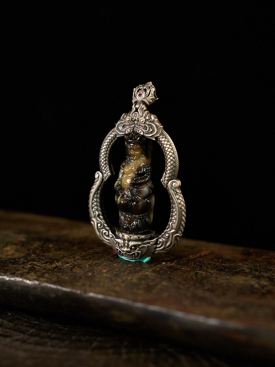 Prosperity Radiance Yellow Jambhala Agate Silver Necklace