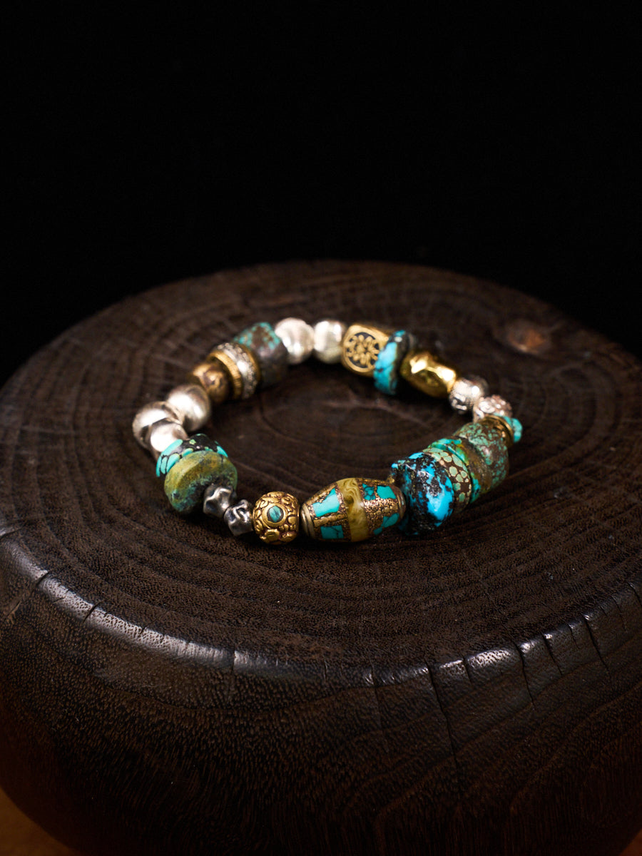 Grounded Protection Turquoise Bracelet | Turquoise, Brass & Alloy Energy Bracelet