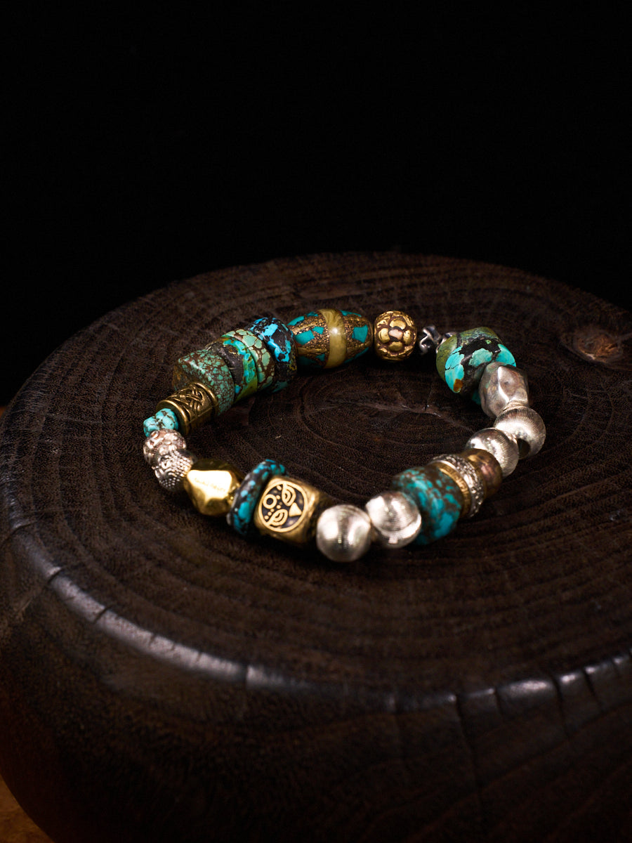 Grounded Protection Turquoise Bracelet | Turquoise, Brass & Alloy Energy Bracelet