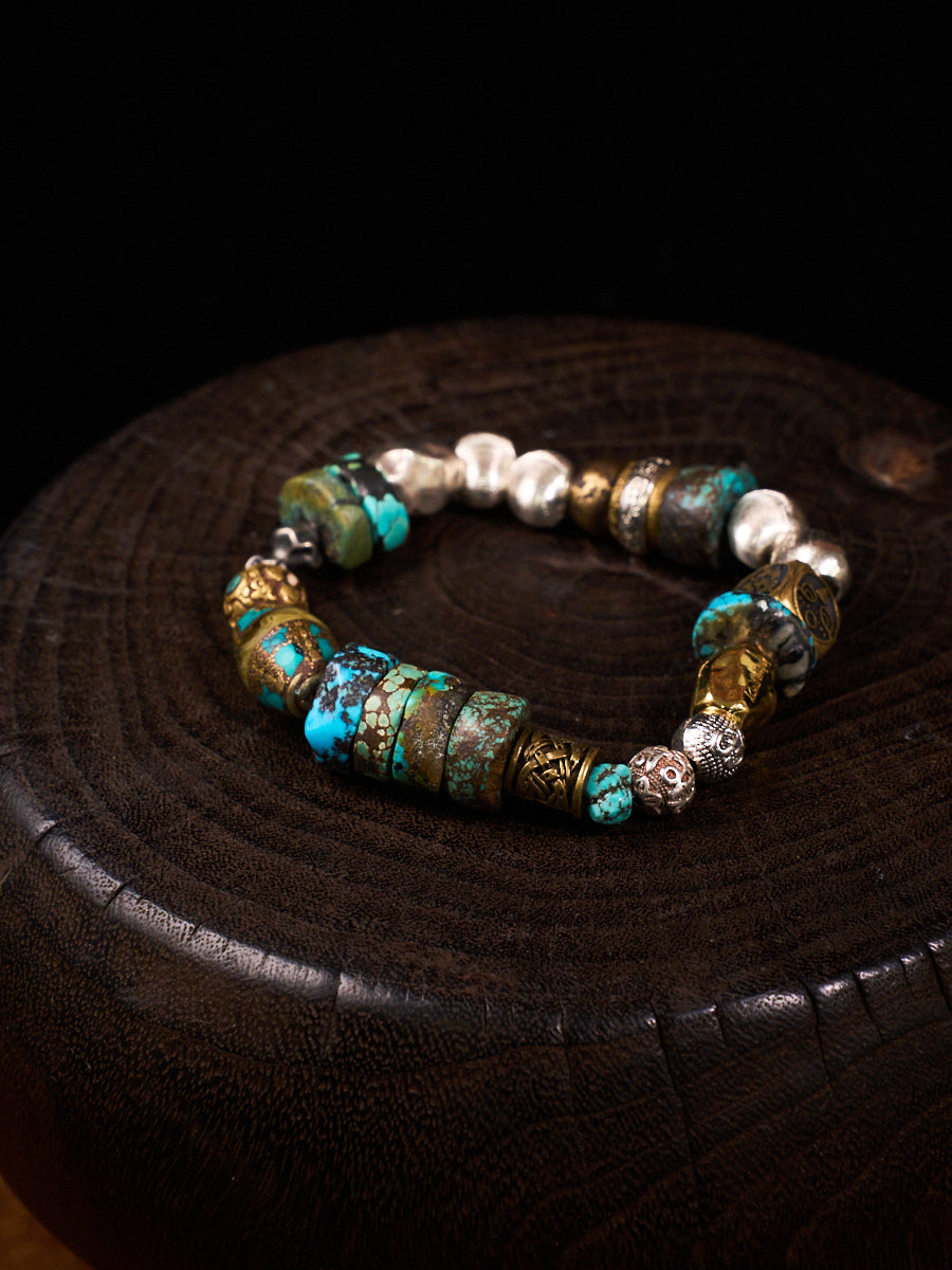 Grounded Protection Turquoise Bracelet | Turquoise, Brass & Alloy Energy Bracelet