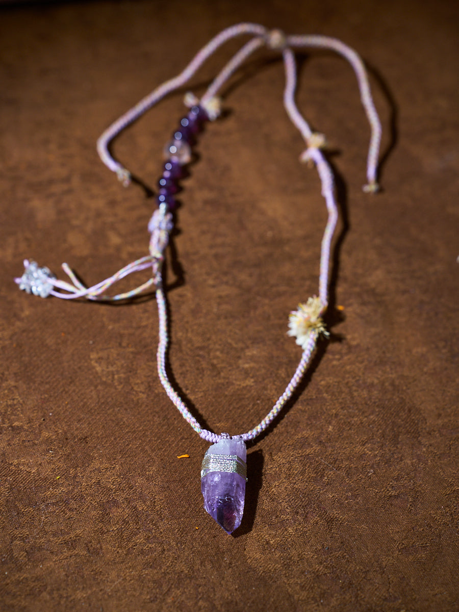 Wisdom Energy · Soft Light · Amethyst Handwoven Necklace