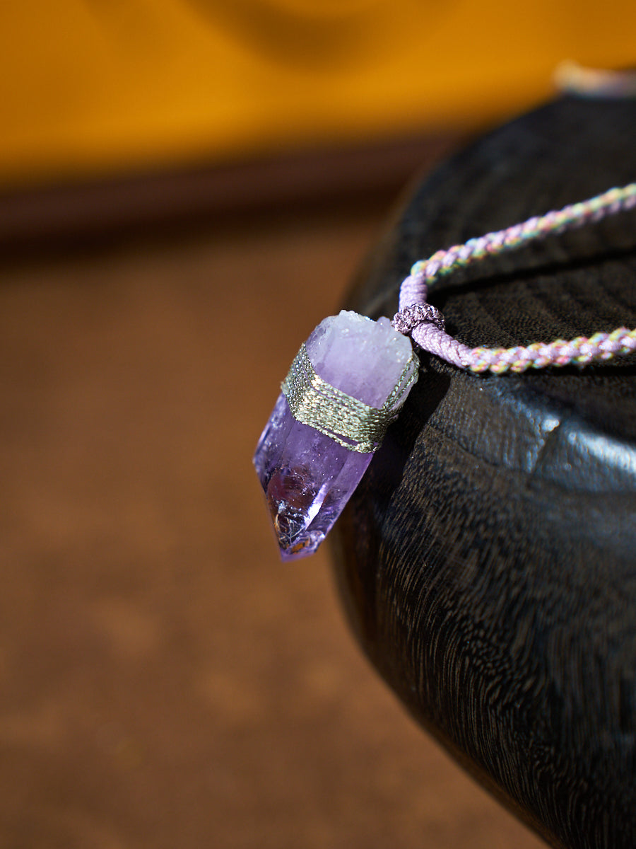 Wisdom Energy · Soft Light · Amethyst Handwoven Necklace