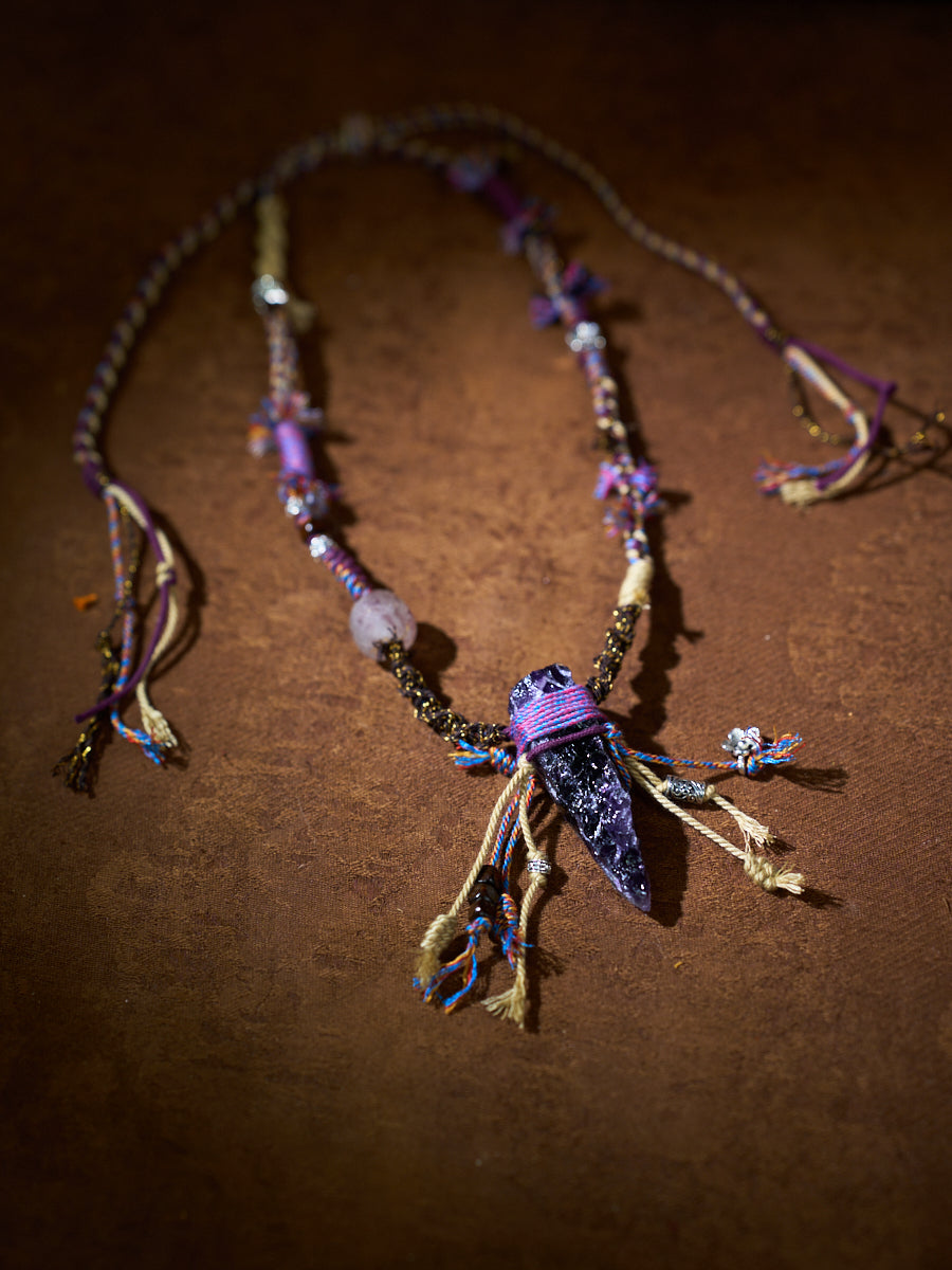 Hand-Knotted Amethyst Wayward Talisman Necklace