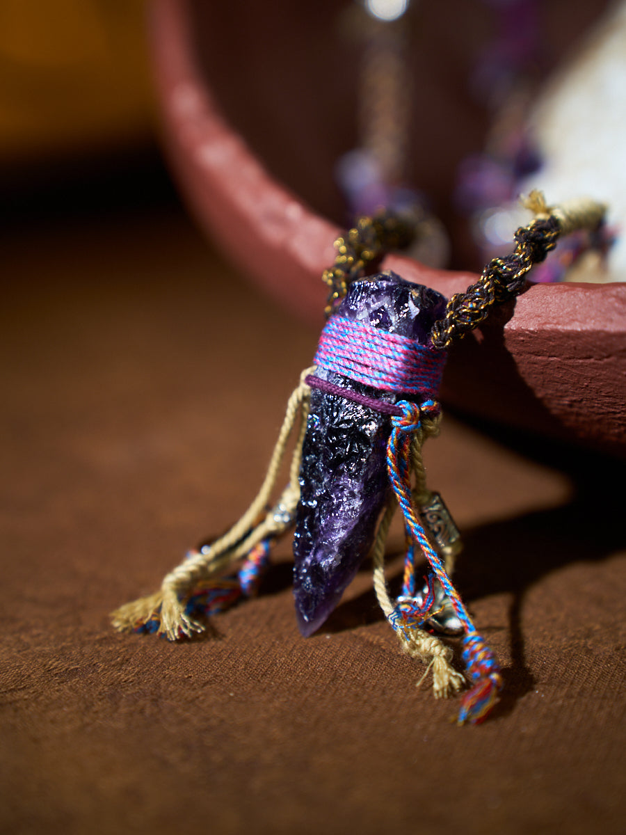 Hand-Knotted Amethyst Wayward Talisman Necklace