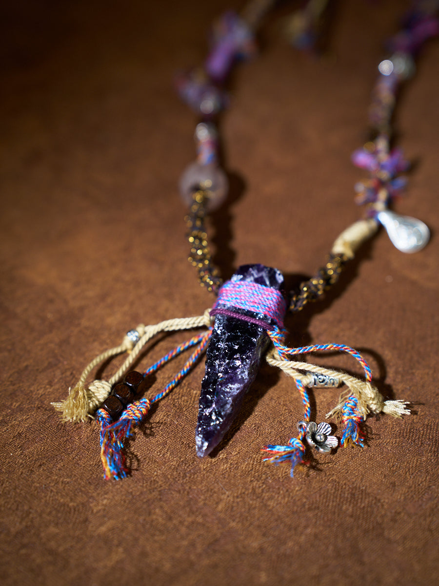 Hand-Knotted Amethyst Wayward Talisman Necklace