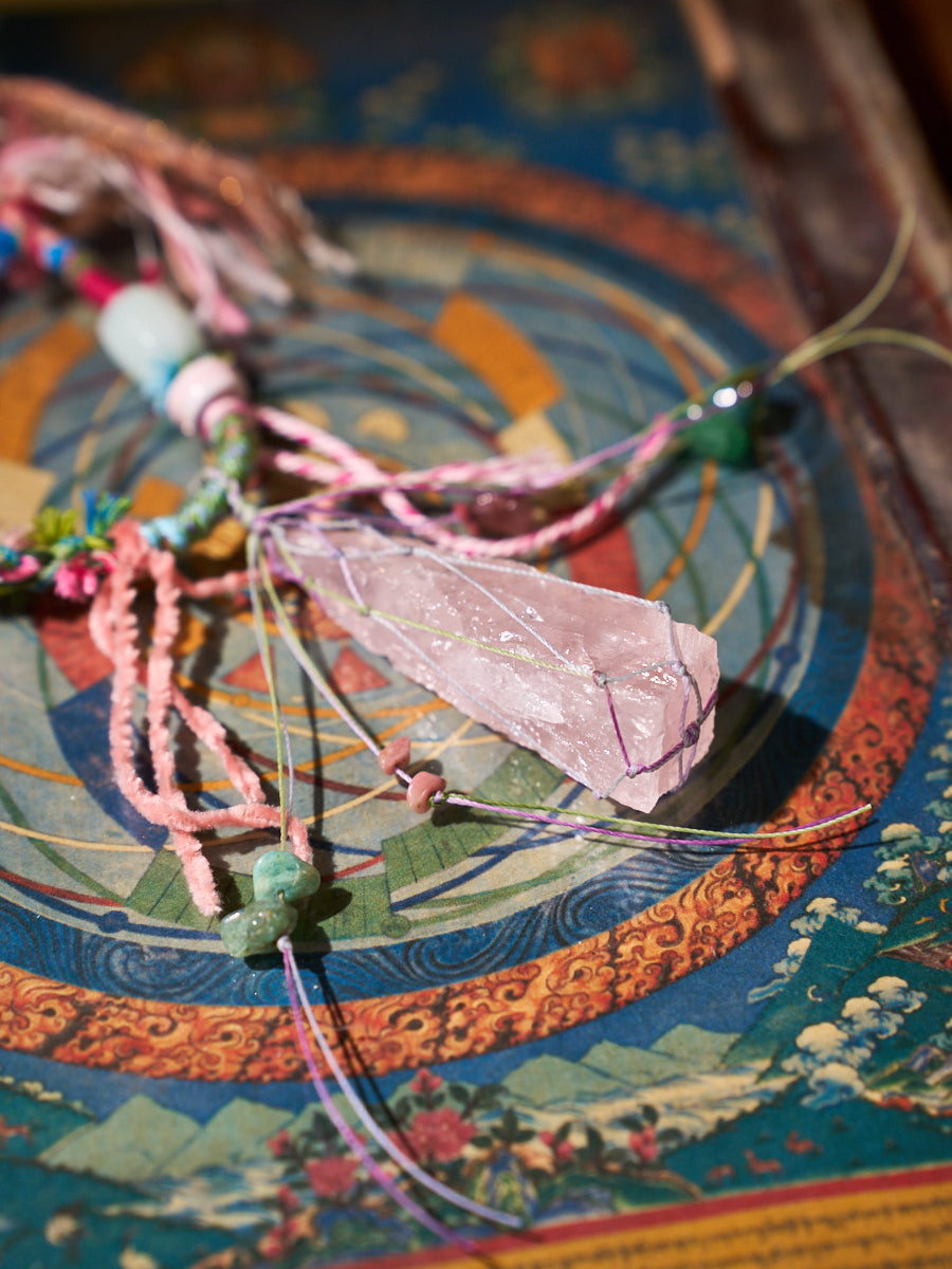 Love Energy · Gentle Awakening · Rose Quartz Talisman Hand-Knotted Necklace