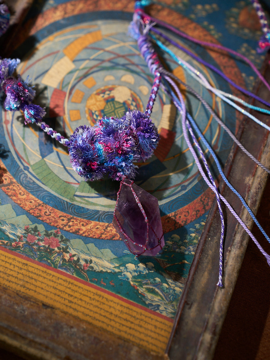 Wisdom Energy · Violet Insight · Amethyst Tibetan Knot Necklace