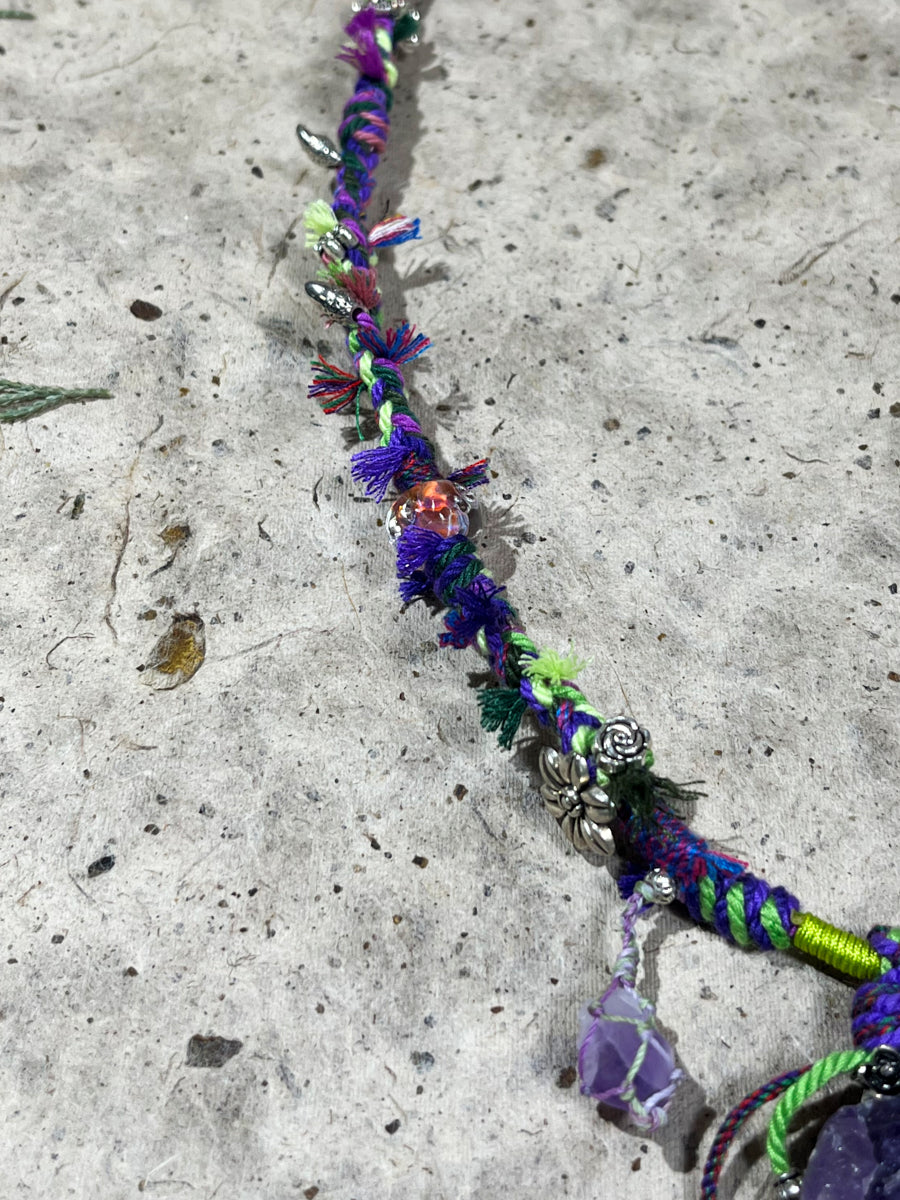 Amethyst Raw Stone Tibetan Necklace – Inner Peace and Spiritual Clarity