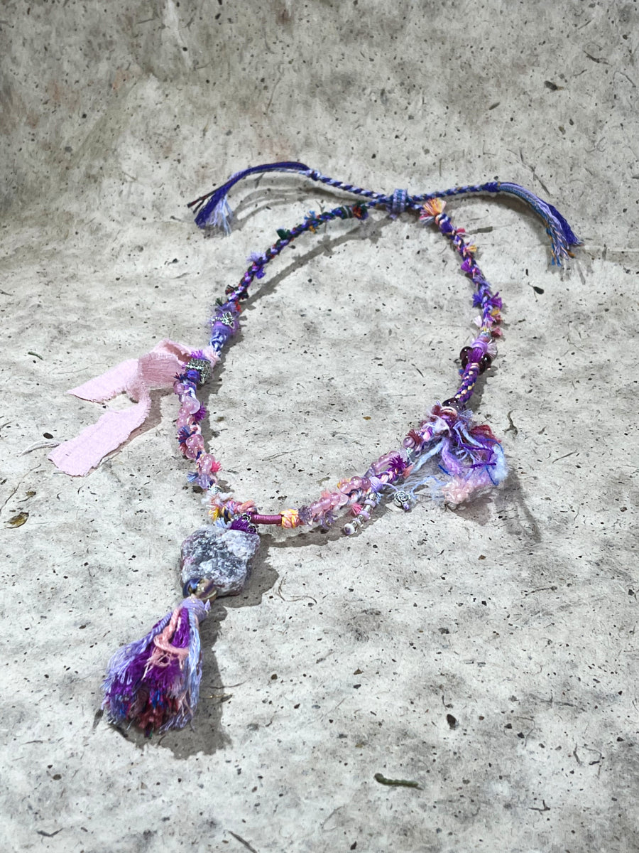 Strawberry Quartz and Amethyst Tibetan Necklace – Love, Healing and Sacred Calm