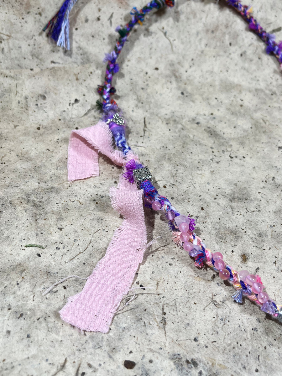 Strawberry Quartz and Amethyst Tibetan Necklace – Love, Healing and Sacred Calm