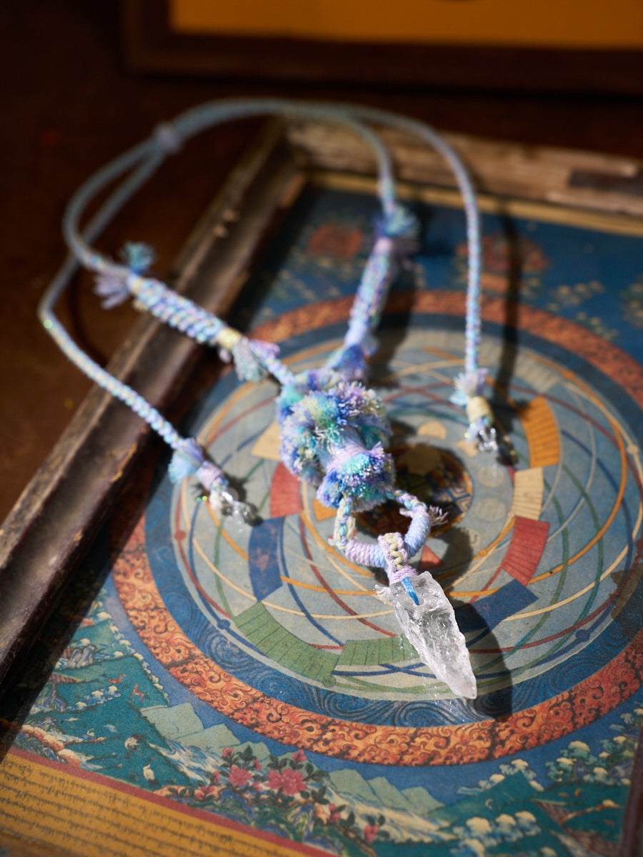 Purification Energy · Mist Weave Clarity · Tibetan Handwoven Clear Quartz Necklace