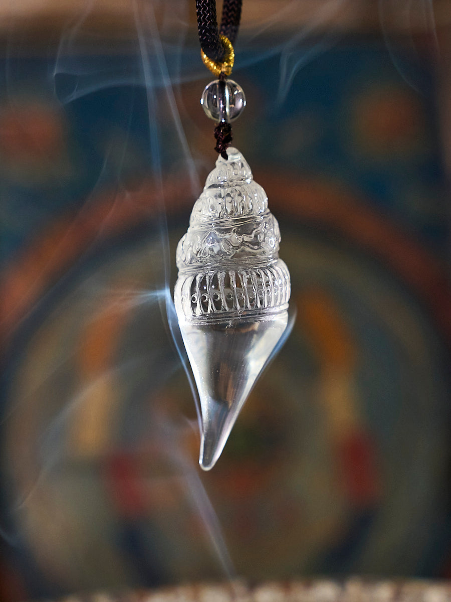 Prosperity & Healing Clear Crystal Conch Shell Necklace