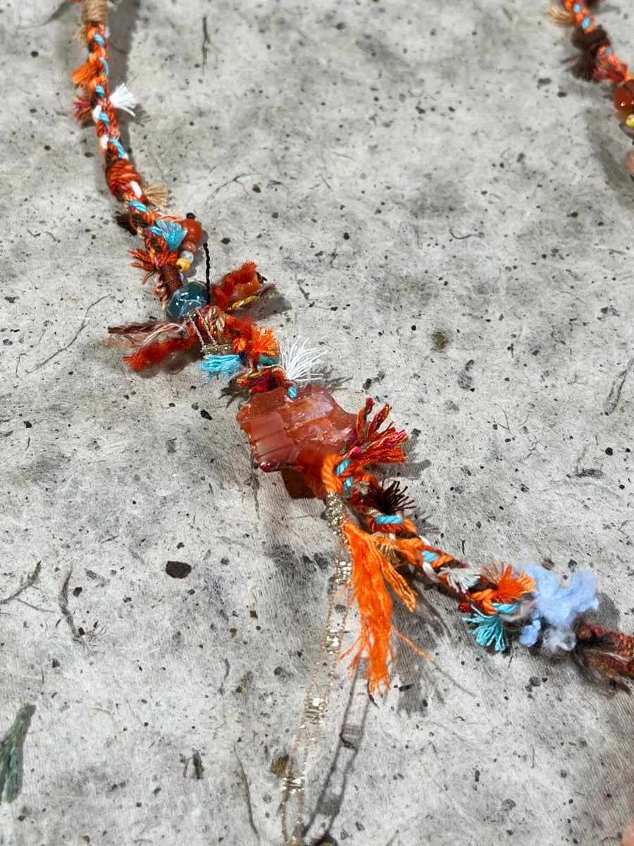 Orange Halite Crystal and Citrine Tibetan Necklace – Solar Energy, Vitality and Spiritual Warmth