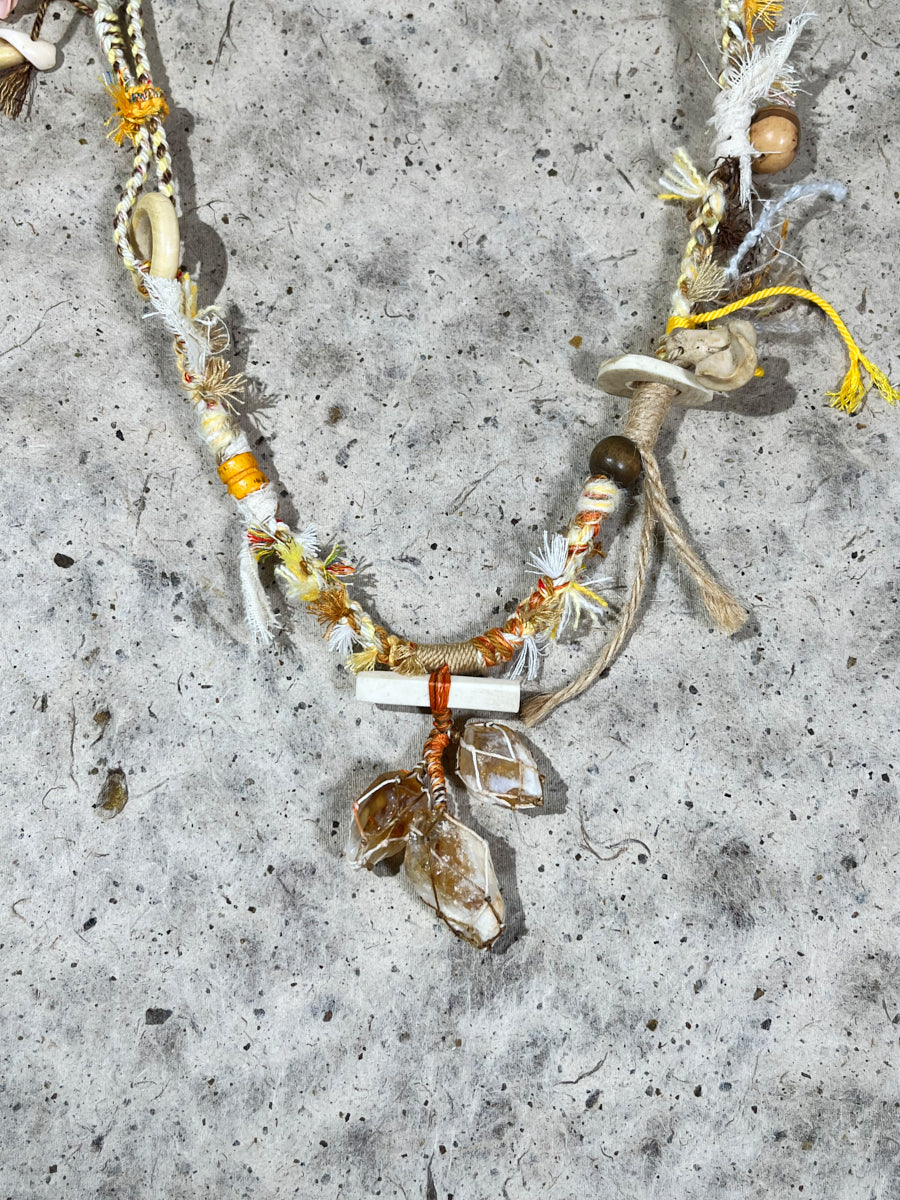 Citrine Raw Stone Tibetan Necklace – Sacred Abundance and Spiritual Protection