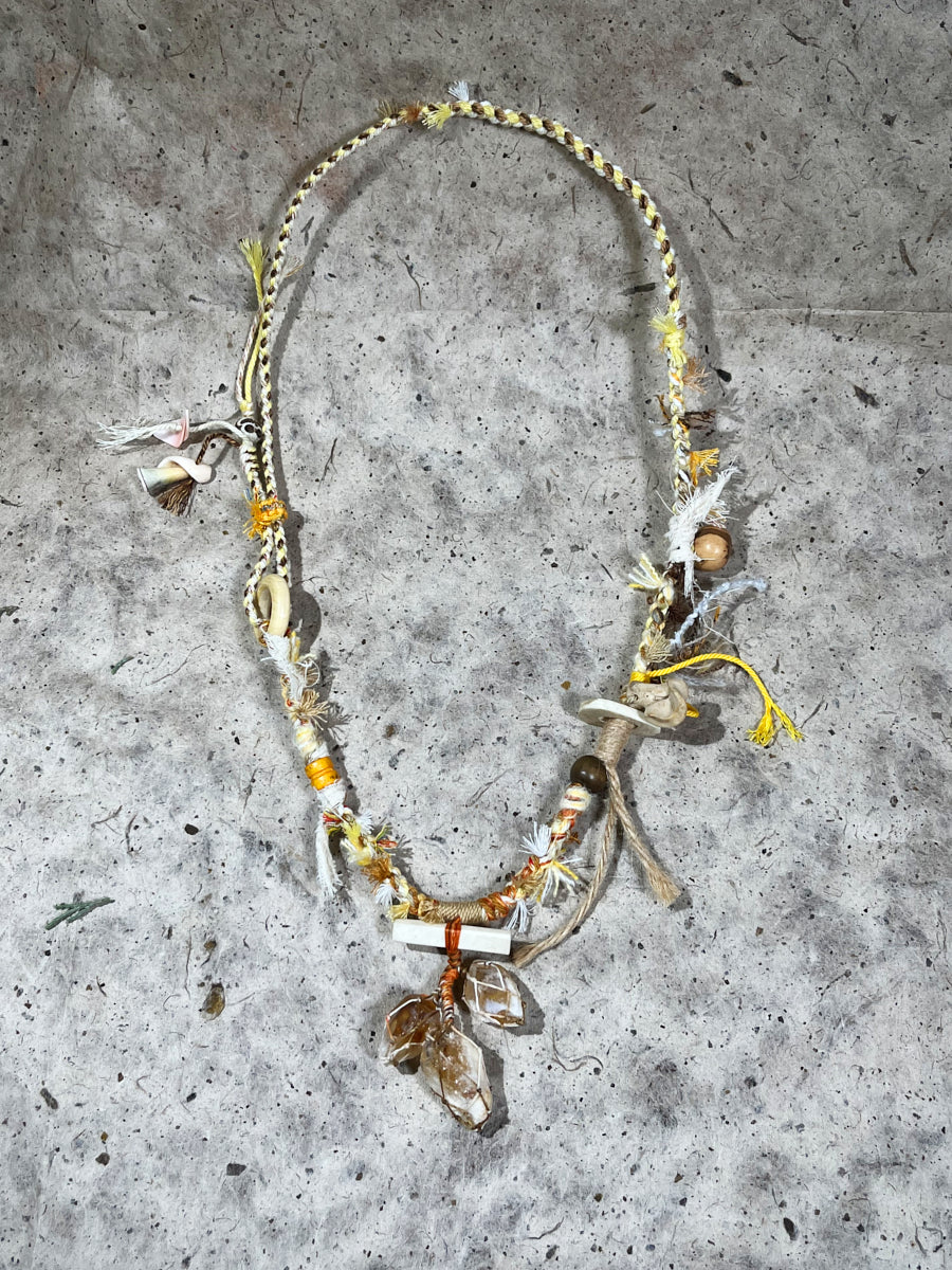 Citrine Raw Stone Tibetan Necklace – Sacred Abundance and Spiritual Protection