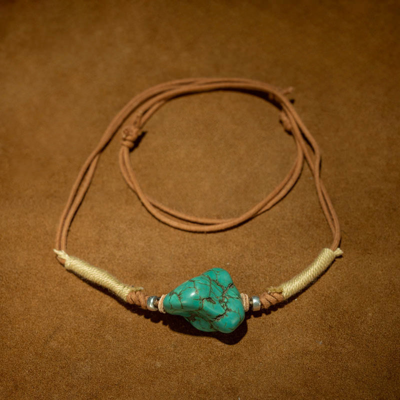 Qing Dynasty Tibetan Natural Turquoise Freeform Pendant Necklace – Deep Color, Museum Grade