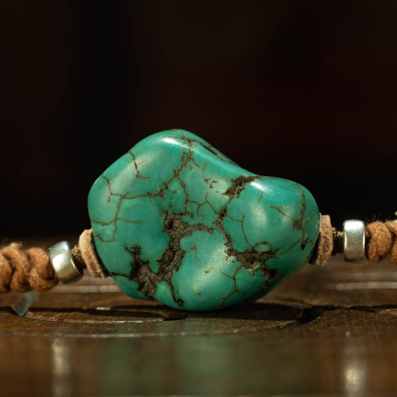 Qing Dynasty Tibetan Natural Turquoise Freeform Pendant Necklace – Deep Color, Museum Grade