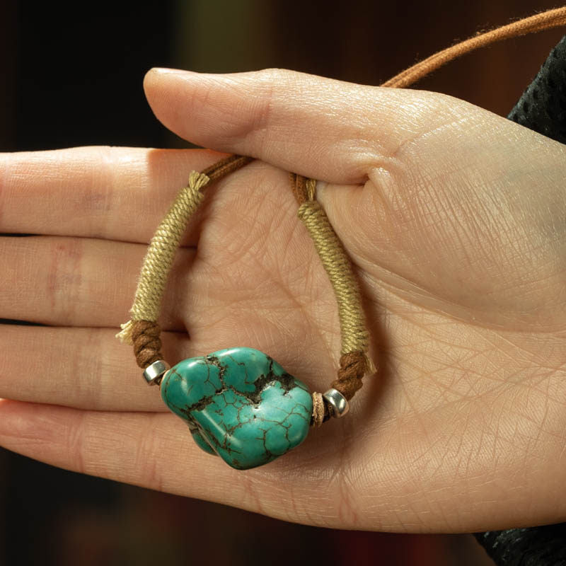 Qing Dynasty Tibetan Natural Turquoise Freeform Pendant Necklace – Deep Color, Museum Grade