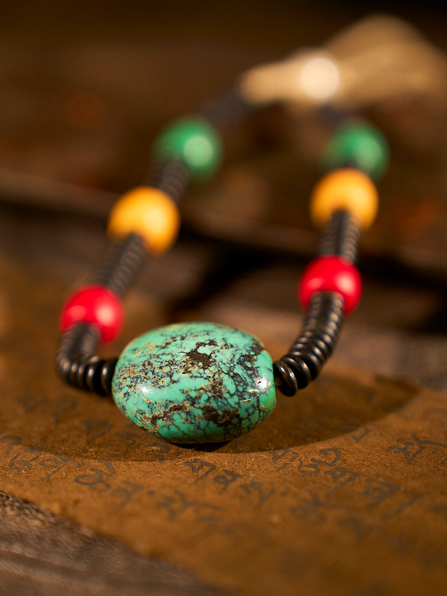 Harmony Turquoise and Old Sherpa Bead Necklace