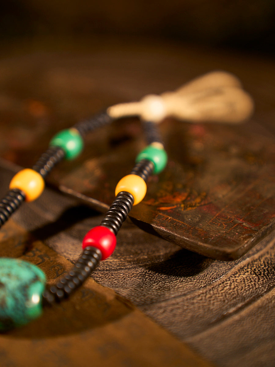 Harmony Turquoise and Old Sherpa Bead Necklace