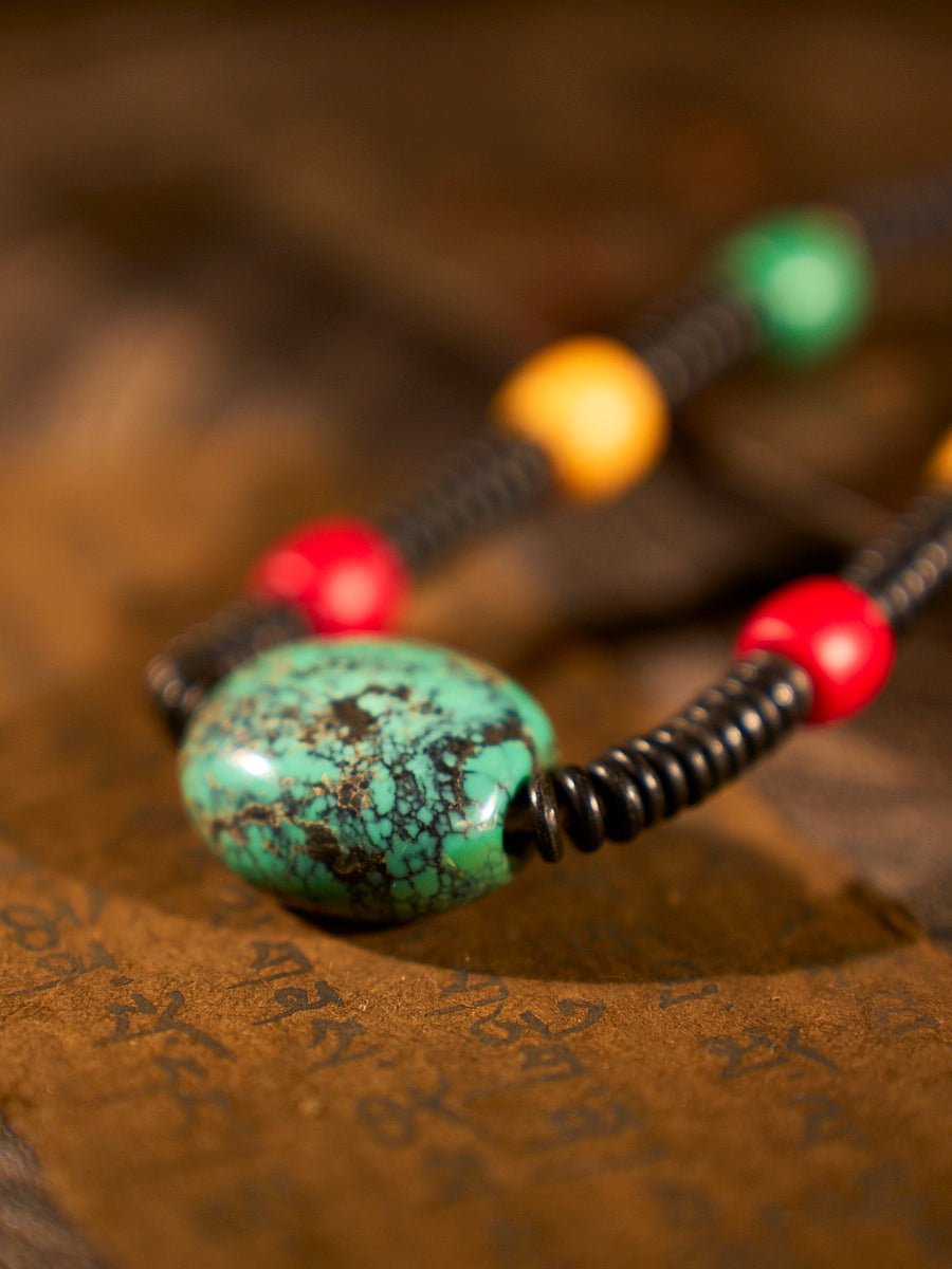 Harmony Turquoise and Old Sherpa Bead Necklace